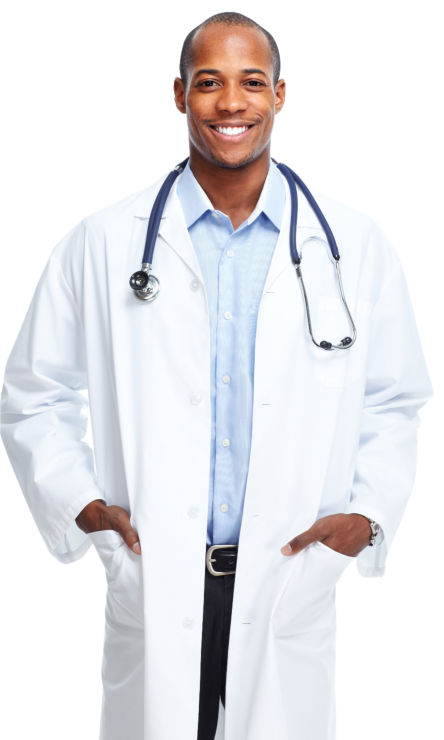 African-American black doctor smiling