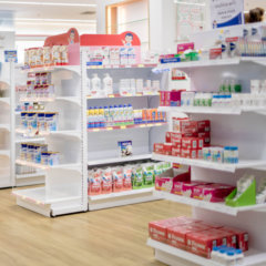 Medicines arranged in shelves